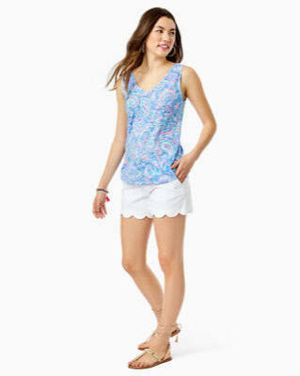 Lilly Pulitzer Gigi Tank Top Zanzibar Blue Fish Kiss Womens Size Medium NWOT